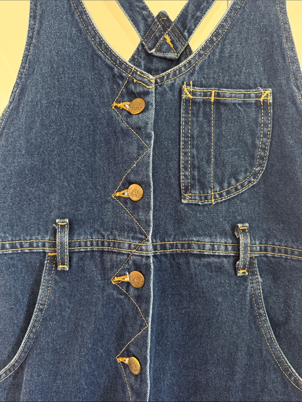 Rare Vintage Lee Denim Overalls Jumpsuit Button Front Medium Wash Indigo 80s 90s - Picture 3 of 14